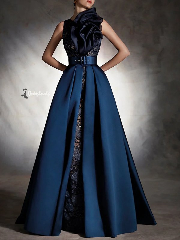 Lace Solid Color Two-Piece Maxi Dress