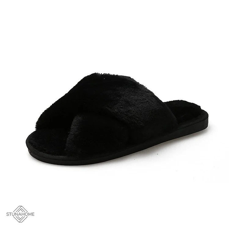 Memory Foam Slippers Women Fluffy Slippers Anti-Skid Fleece House Slipper amazon Stunahome.com