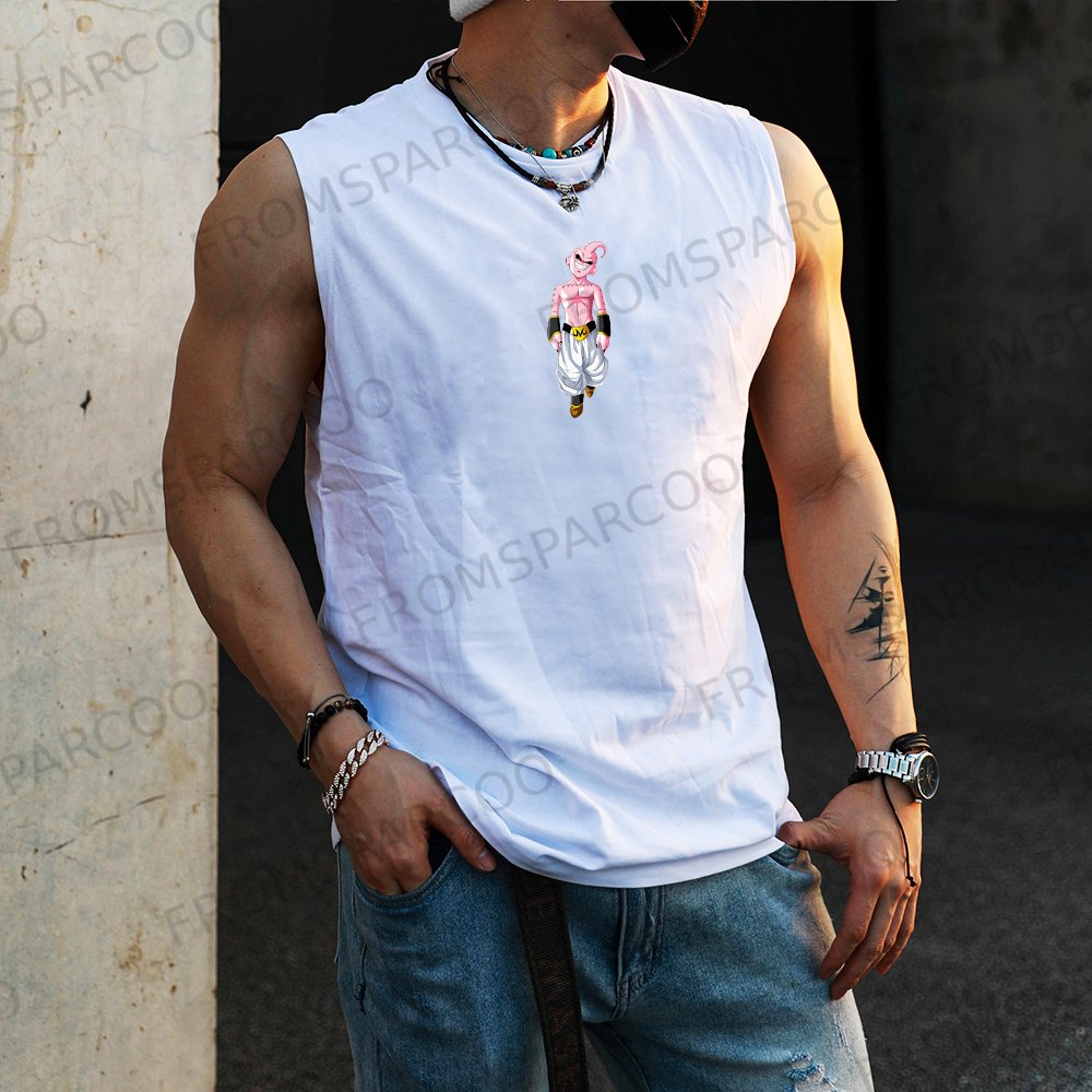 Oversize Dragon Ball Majin Buu Print Tank Top