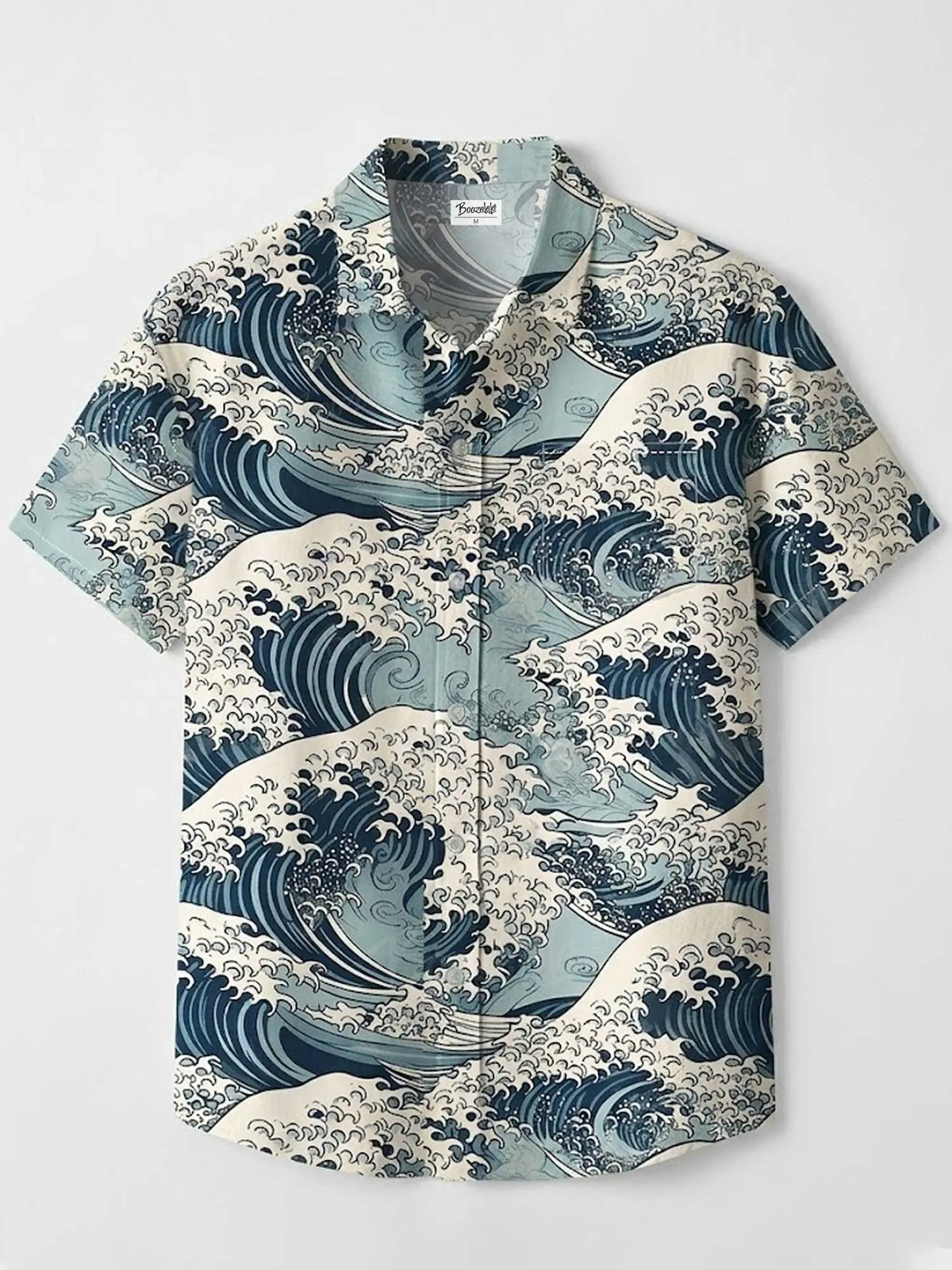 Ukiyo-E Waves Cotton-blend Pleated Shirt