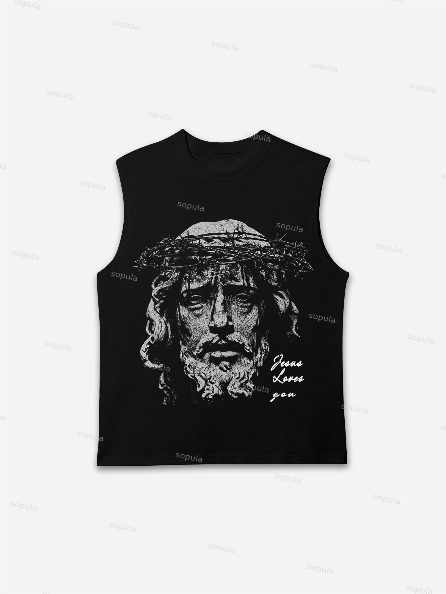 Jesus Portrait Print Tank Top