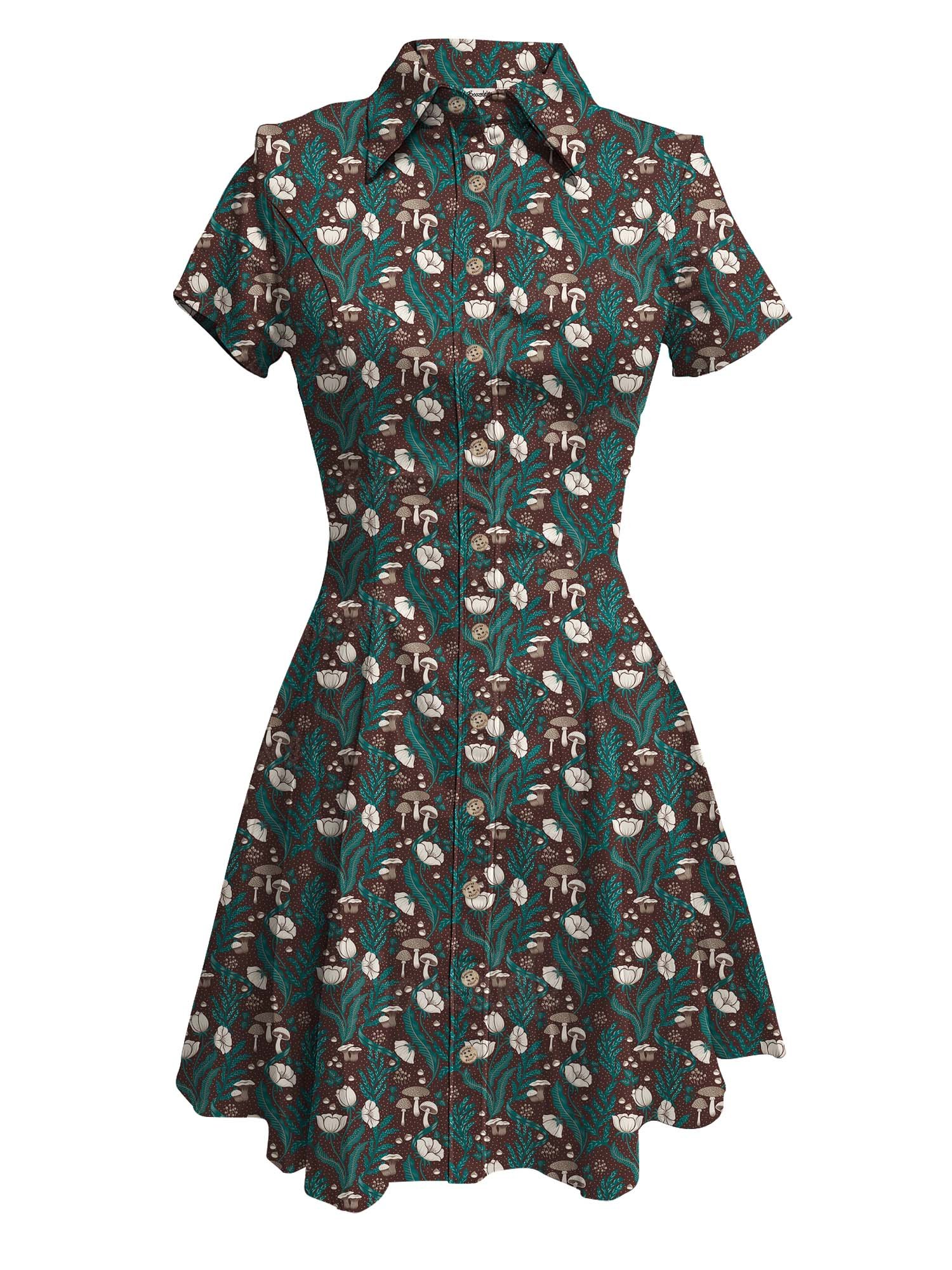 【Maria Elena Coco X Boozelele】Mushrooms And Flowers - 100% Cotton Dress