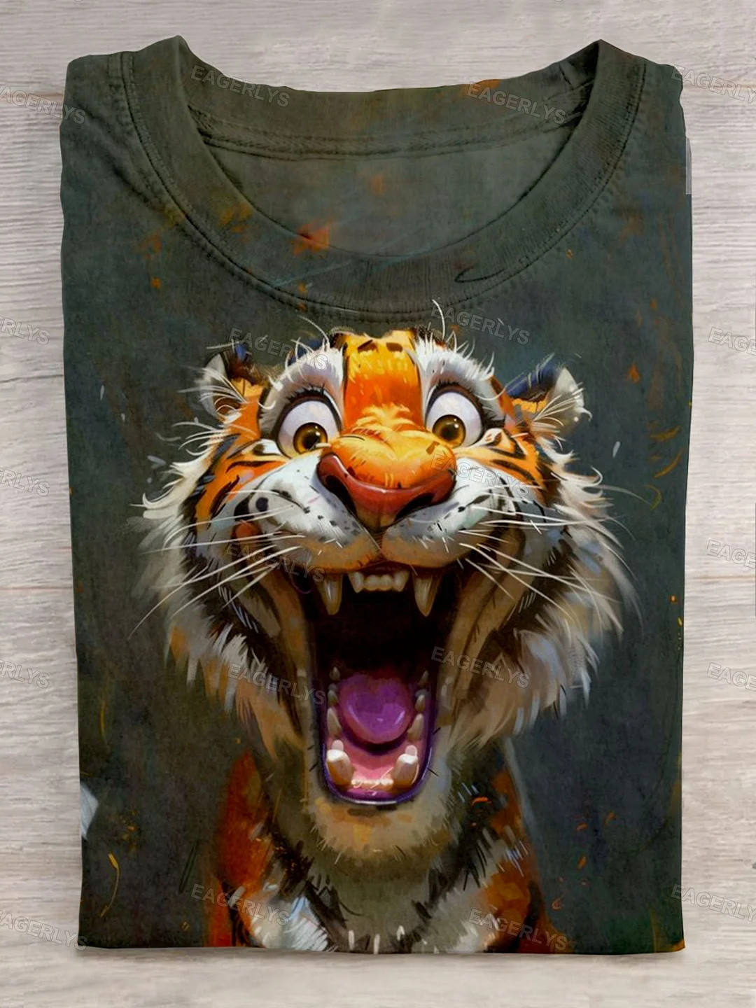 Funny Tiger Art Print Casual Short Sleeve T-shirt Eagerlys
