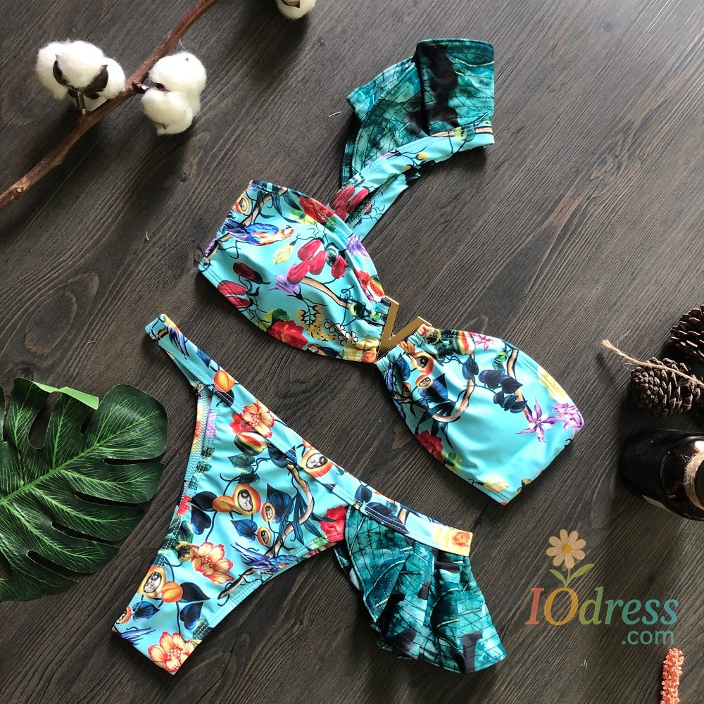 IO Dress Metal V Tank Top Low Waist Bikini Sets Swimsuit For Women Orange Sexy Two Pieces Swimwear 2023 Summer Beach Bathing Suits