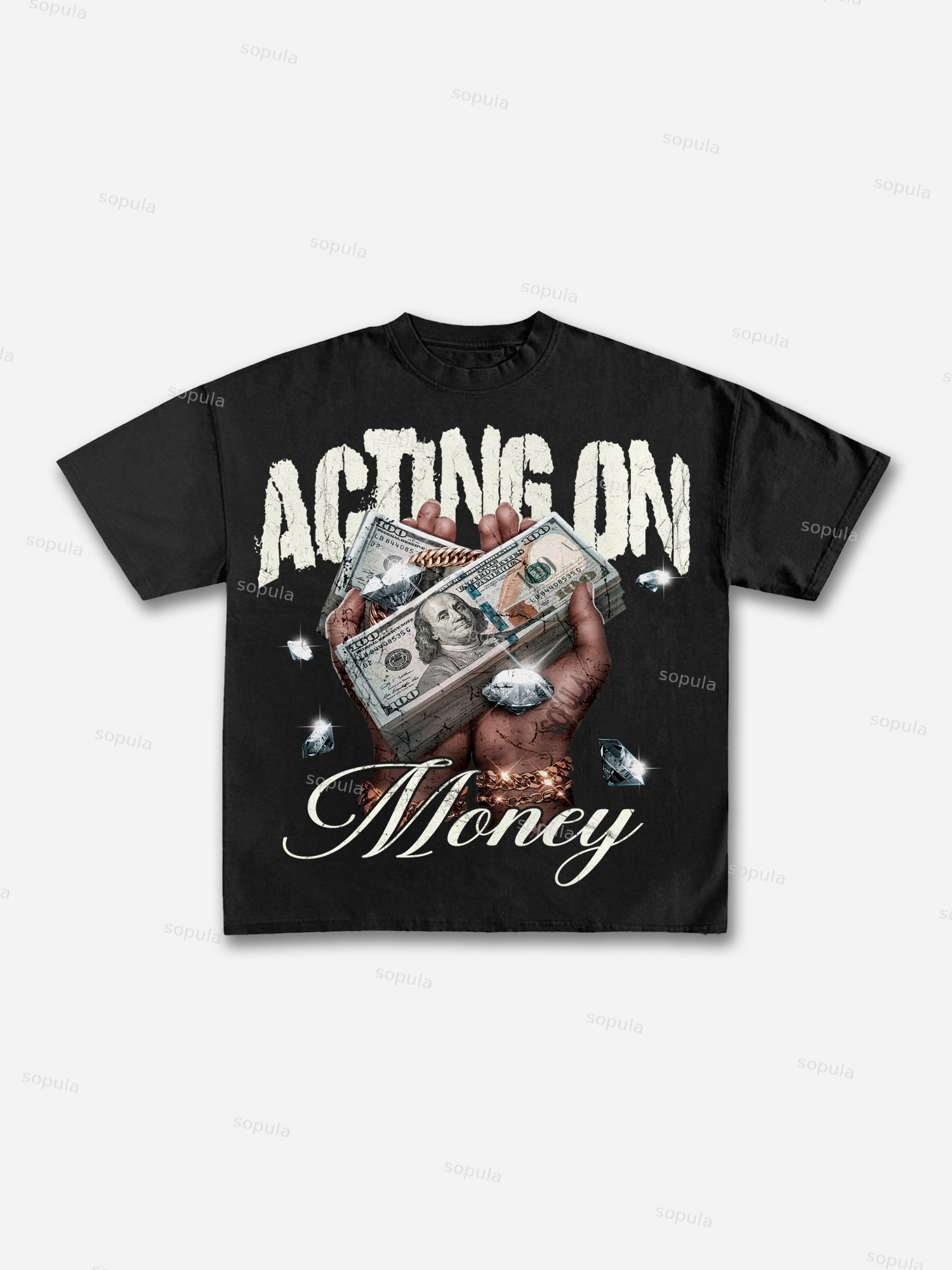 In God We Trust, In Cash We Move Vintage Graphic Cotton T-shirt