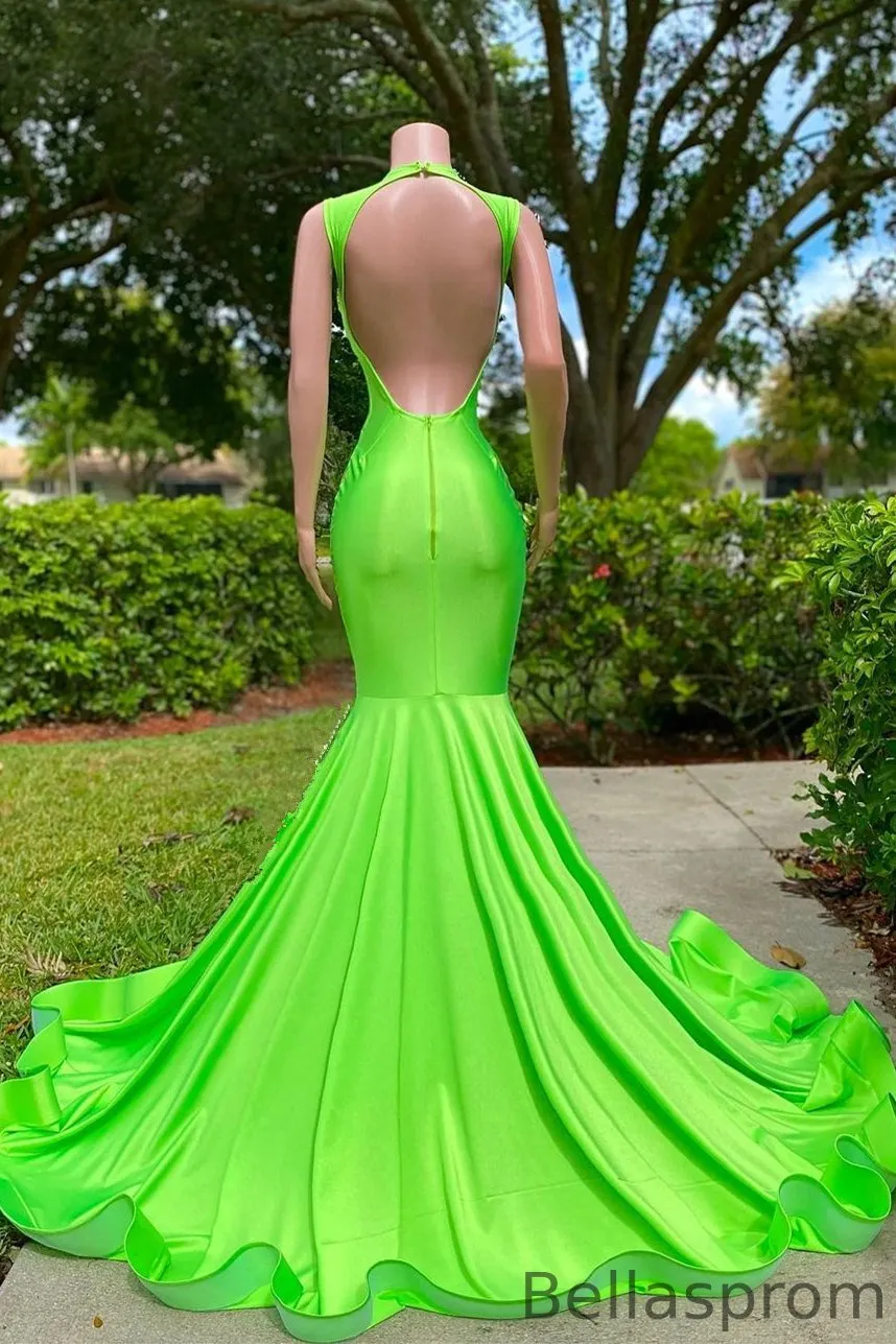 light green mermaid prom dress Bellasprom V-Neck Lng Crystals Online invisible-product