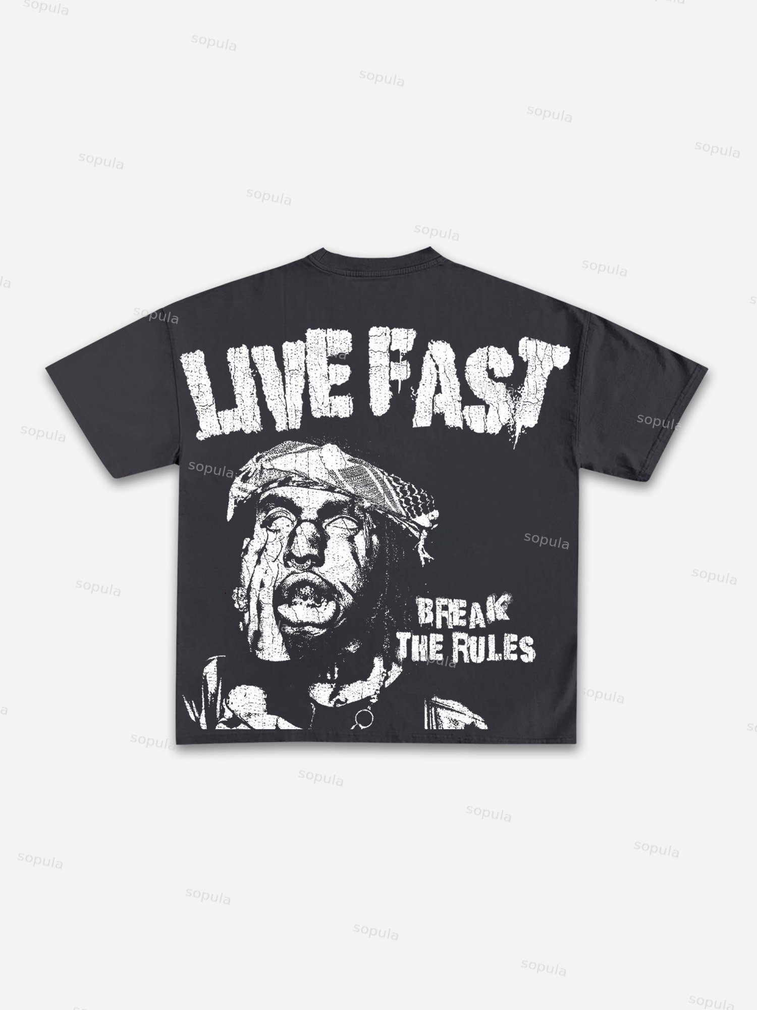 Live Fast Crazy Boy Print Cotton T-shirt