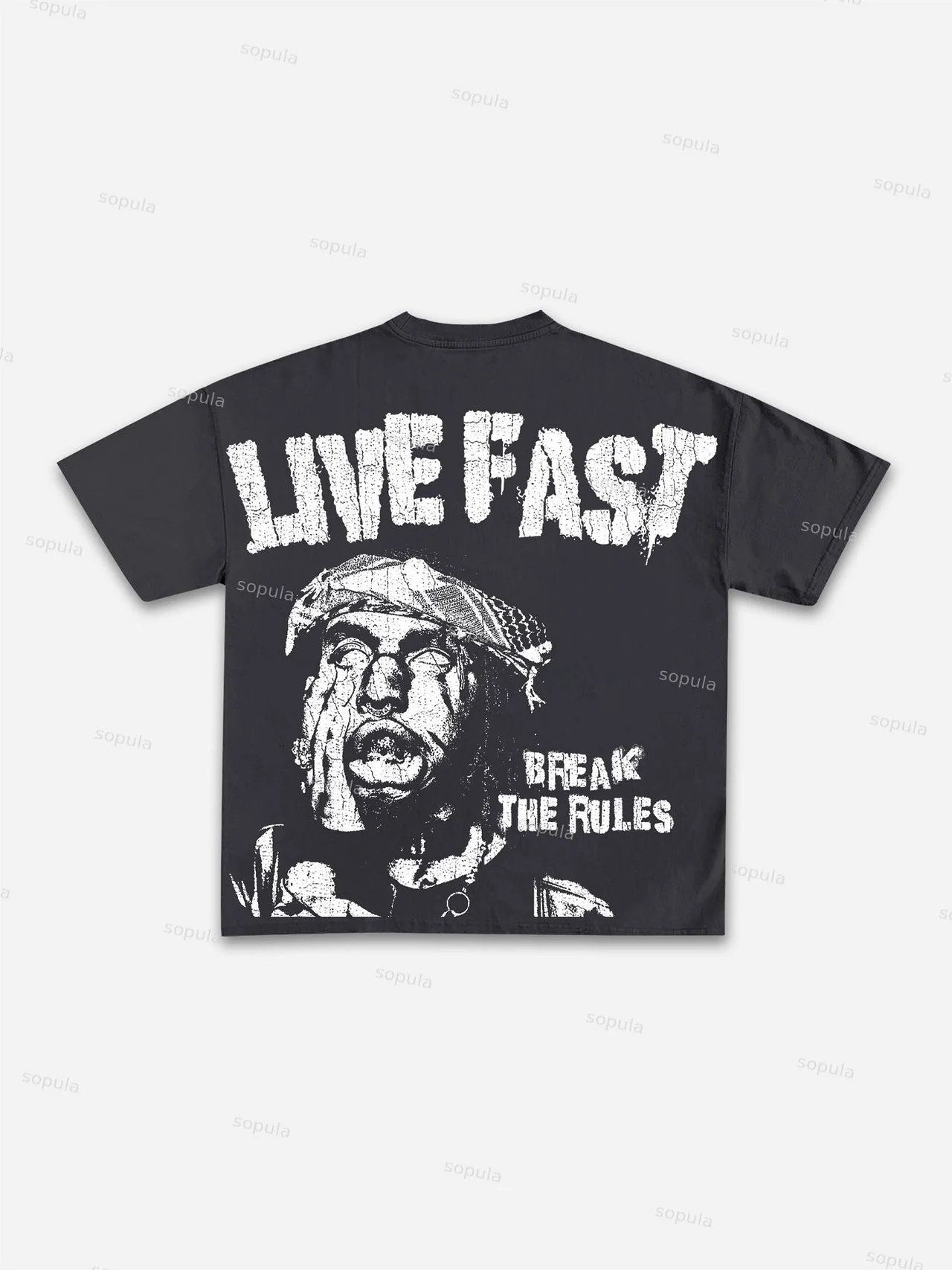 Live Fast Crazy Boy Print Cotton T-shirt