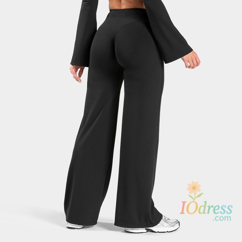 IO Dress Charming Pro Scrunch Straight Leg Pants Butt Lifting Wide Leg Sweatpants Fitness Jogging Yoga Gym Push Up Women Baggy Leggings