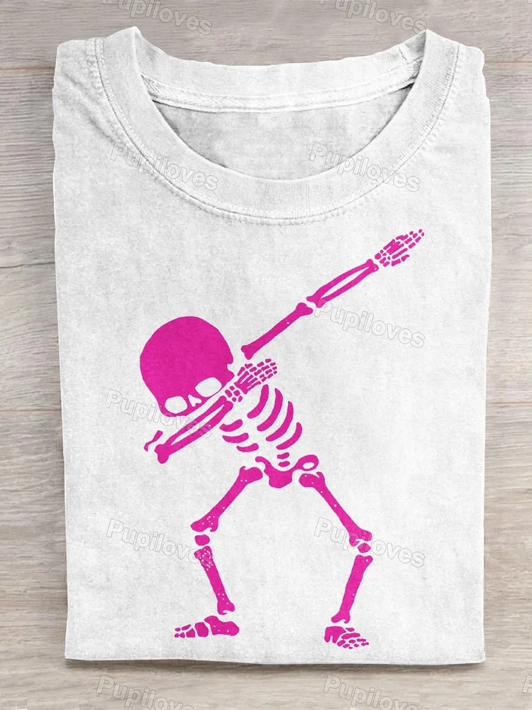 Pupiloves Pupiloves  Watch Me Do The Dab Skeleton Graphic Printed T-shirt