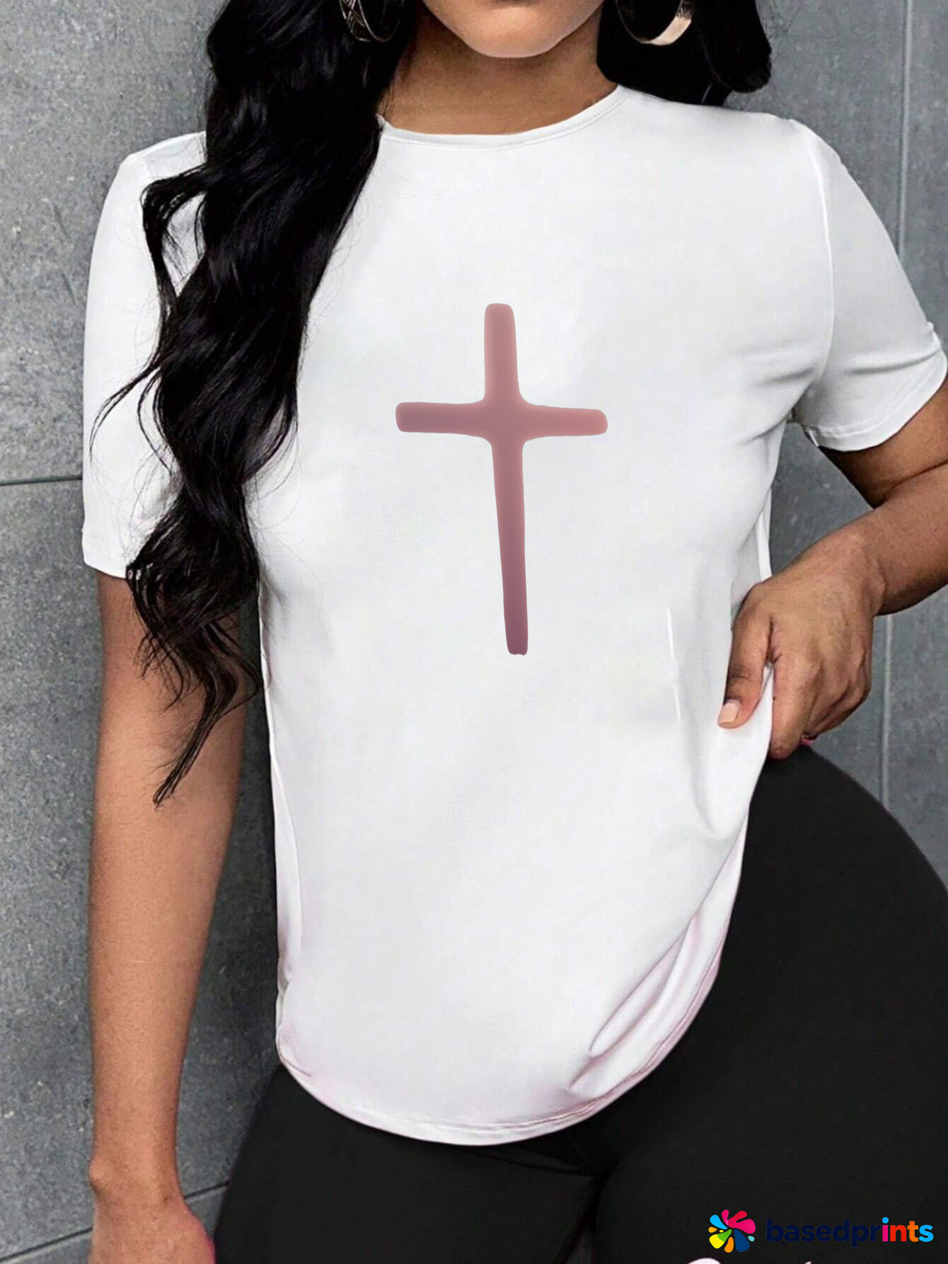 White Cross Print T-Shirt
