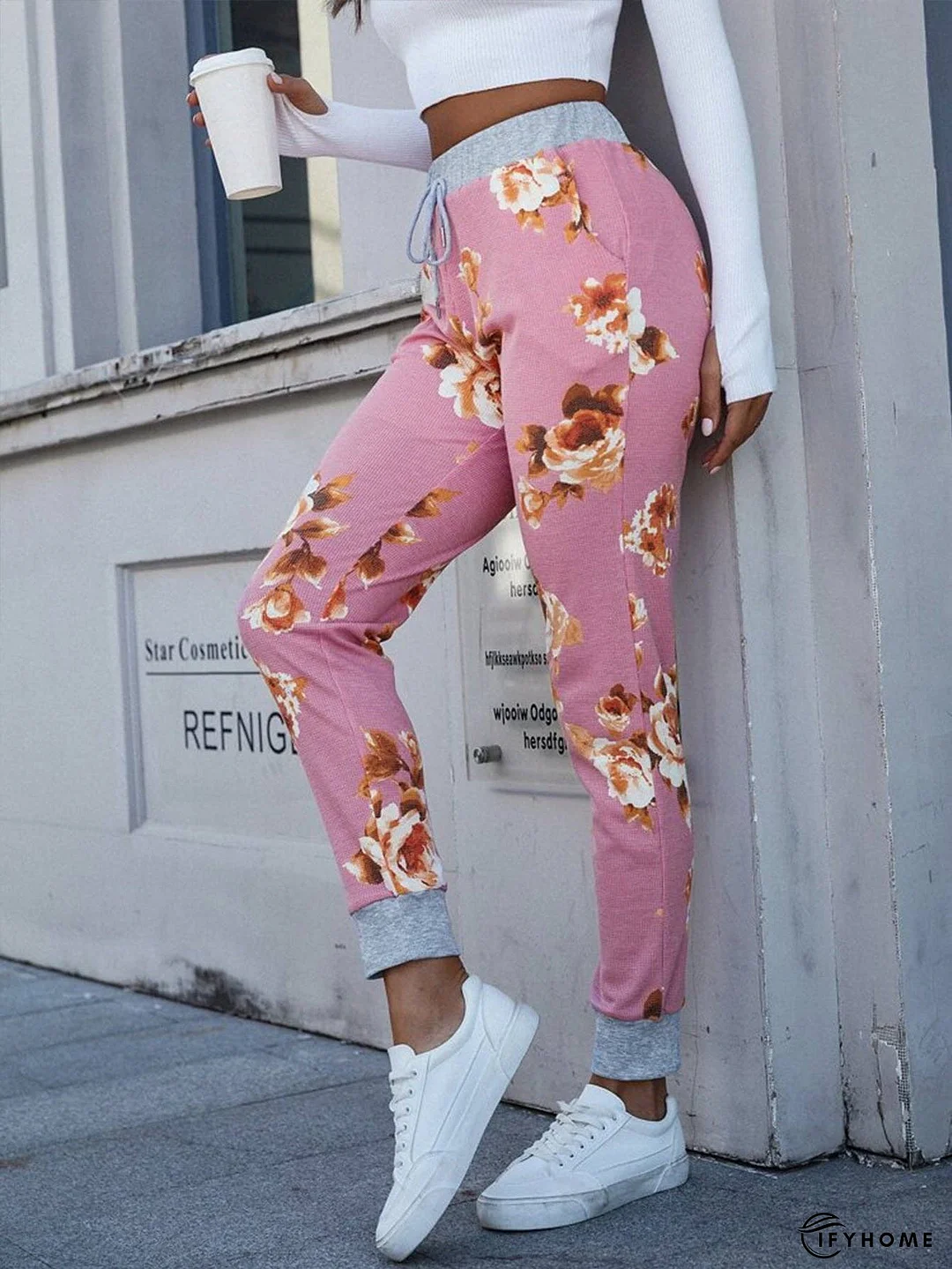 Floral Print Slim Fit Long Pants | IFYHOME