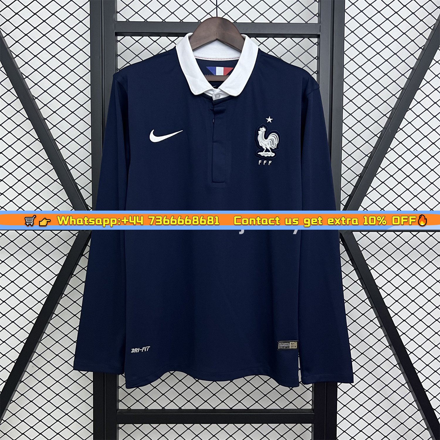 Retro France 2014 Home Long Sleeves Jersey