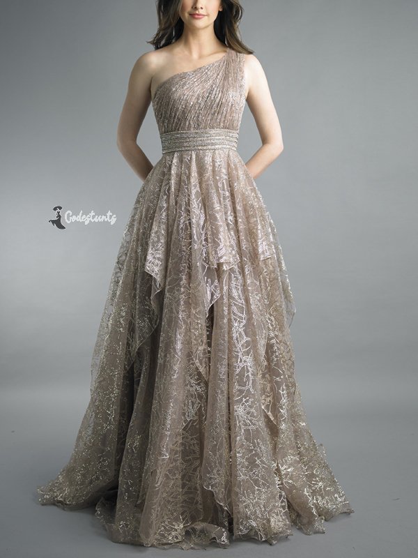 One Shoulder Solid Color Maxi Dress