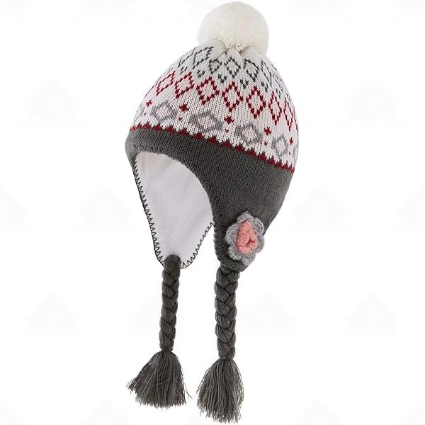 Home Prefer Toddler Girls Winter Hats Earflaps Beanie Fleece Lined Knit Kids Hat