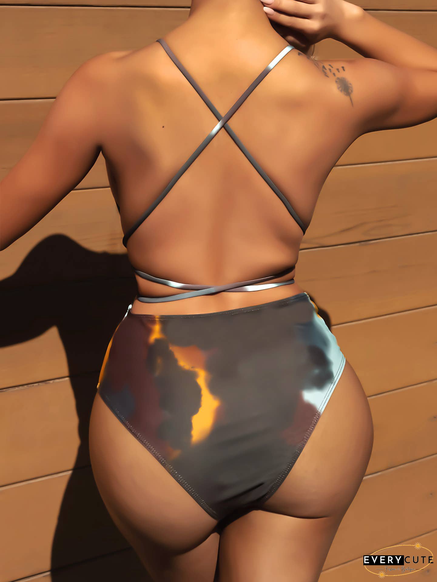 One-piece tie-up swimsuit tie-dye sexy bikini