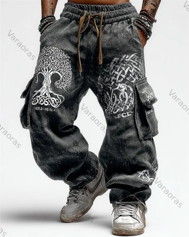 Men's Summer Outdoor Fashion Trousers with Viking Tree of Life Trousers 6716