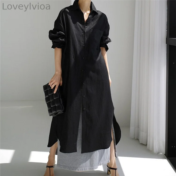 Solid Color Button Down Comfy Maxi Dress