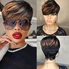 Glueless Black Gold Short Straight Bob Pixe Cut Hair