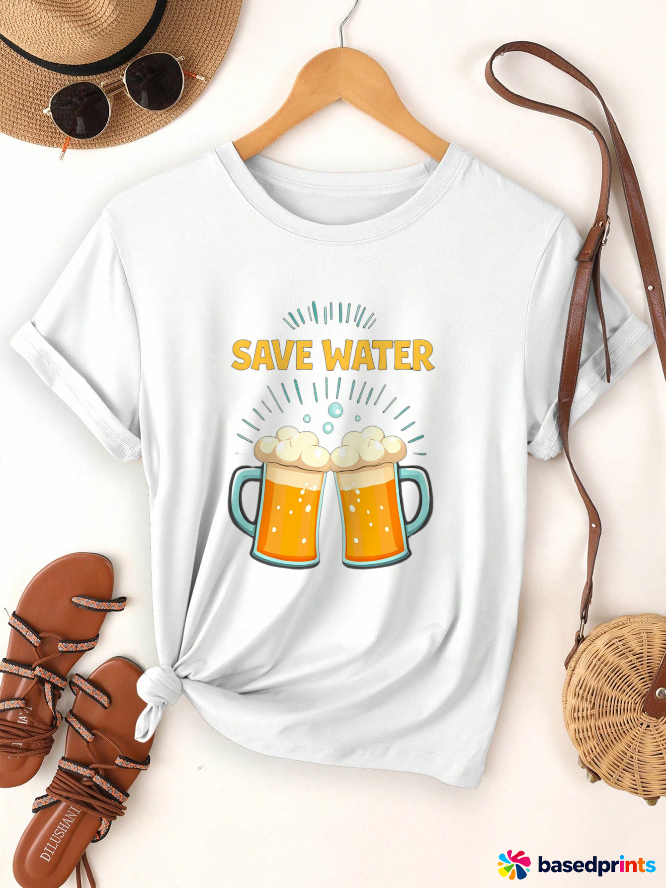 Save Water Beer T-Shirt Cotton Summer Casual