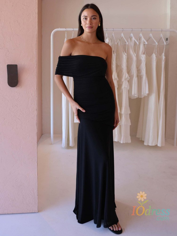 IO Dress Blifanbo Mesh Off-shoulder Scarf Sexy Maxi Dress Autumn Strapless Ruched Elegant Fashion Solid Slim Patchwork Club Party Dress