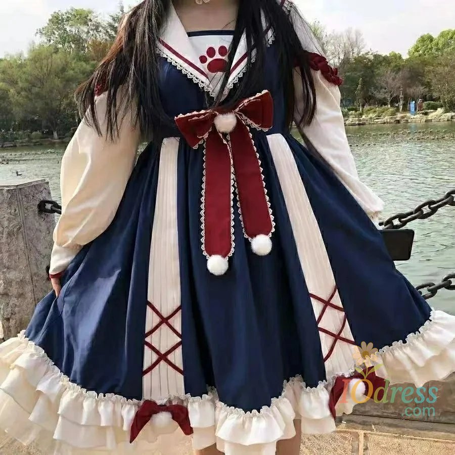 IO Dress Plus Size 4XL 140kg Spring Women Lolita Dress Long Sleeve Ball Gown A-Line Princess Dresses