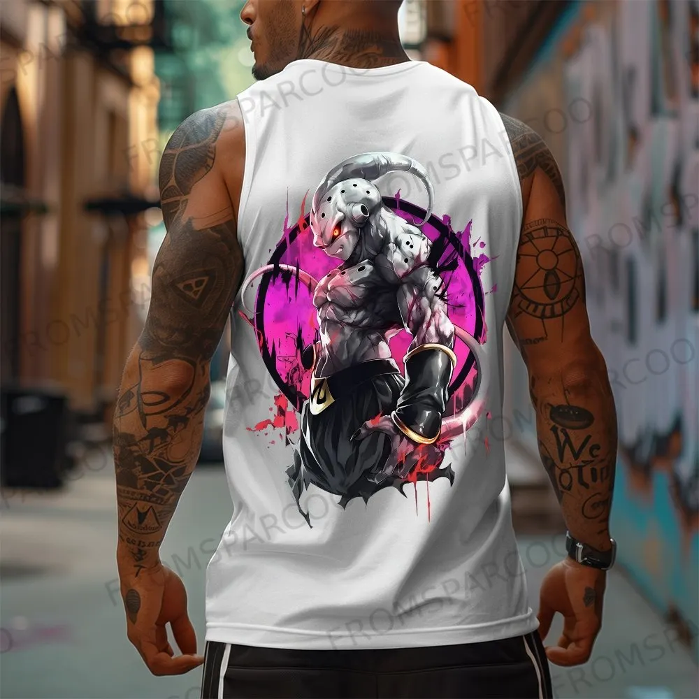 Casual Anime Print Gym Tank Top