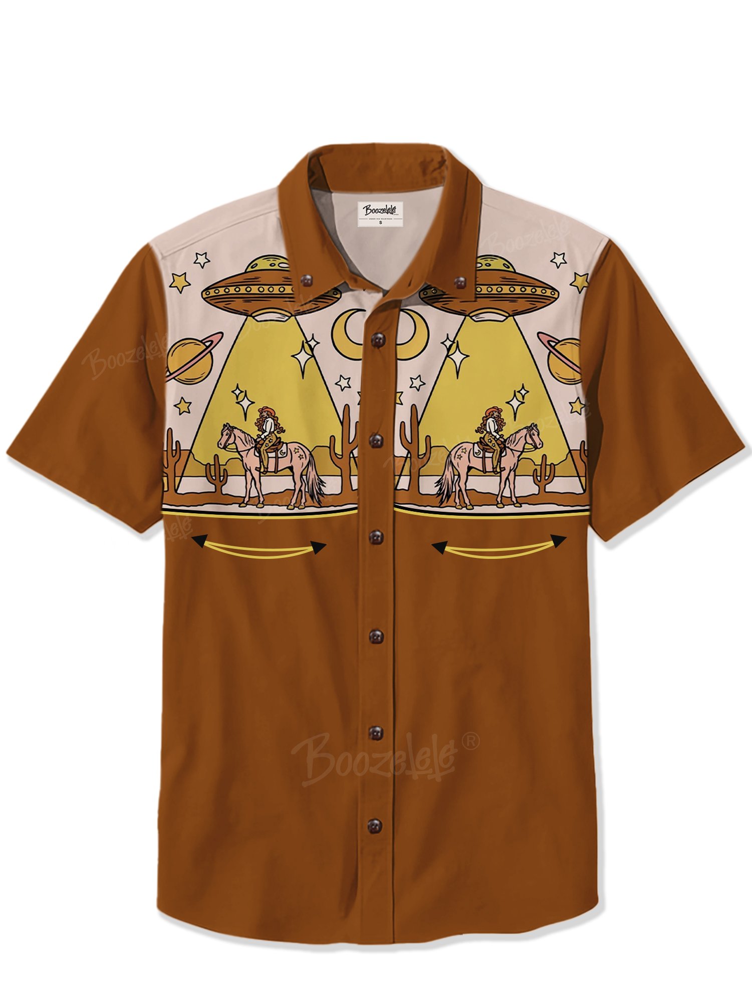 Western Retro Spaceship Cactus - 100% Cotton Shirt