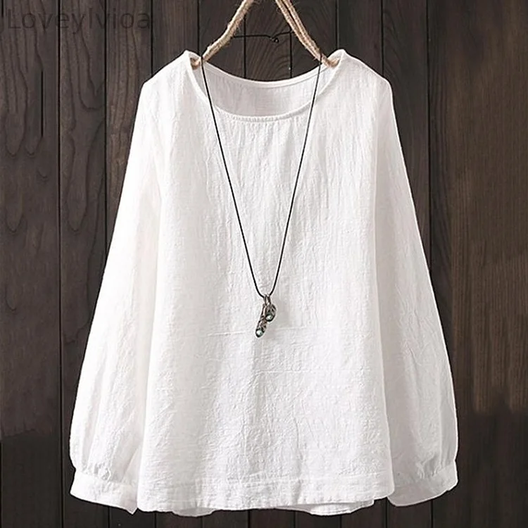 Solid Color Comfortable Casual Loose Fitting Long Sleeved Shirt