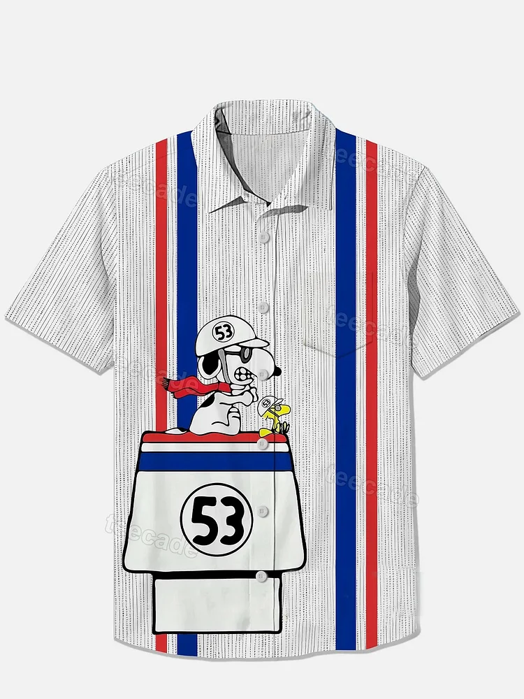 Teecade Teecade Funny Aviator Dog Striped Art Print Shirt