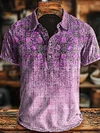 Retro Ethnic Gradient Art Print Casaul Short SLeeve Polo Shirt