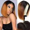 Black Gradient Light Brown Brazilian Straight Hair Bob Wigs Lady Wig