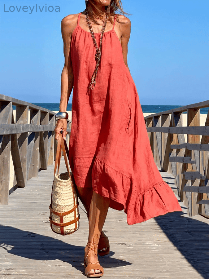 Women's Solid Color Simple Casual Holiday Suspender Dress