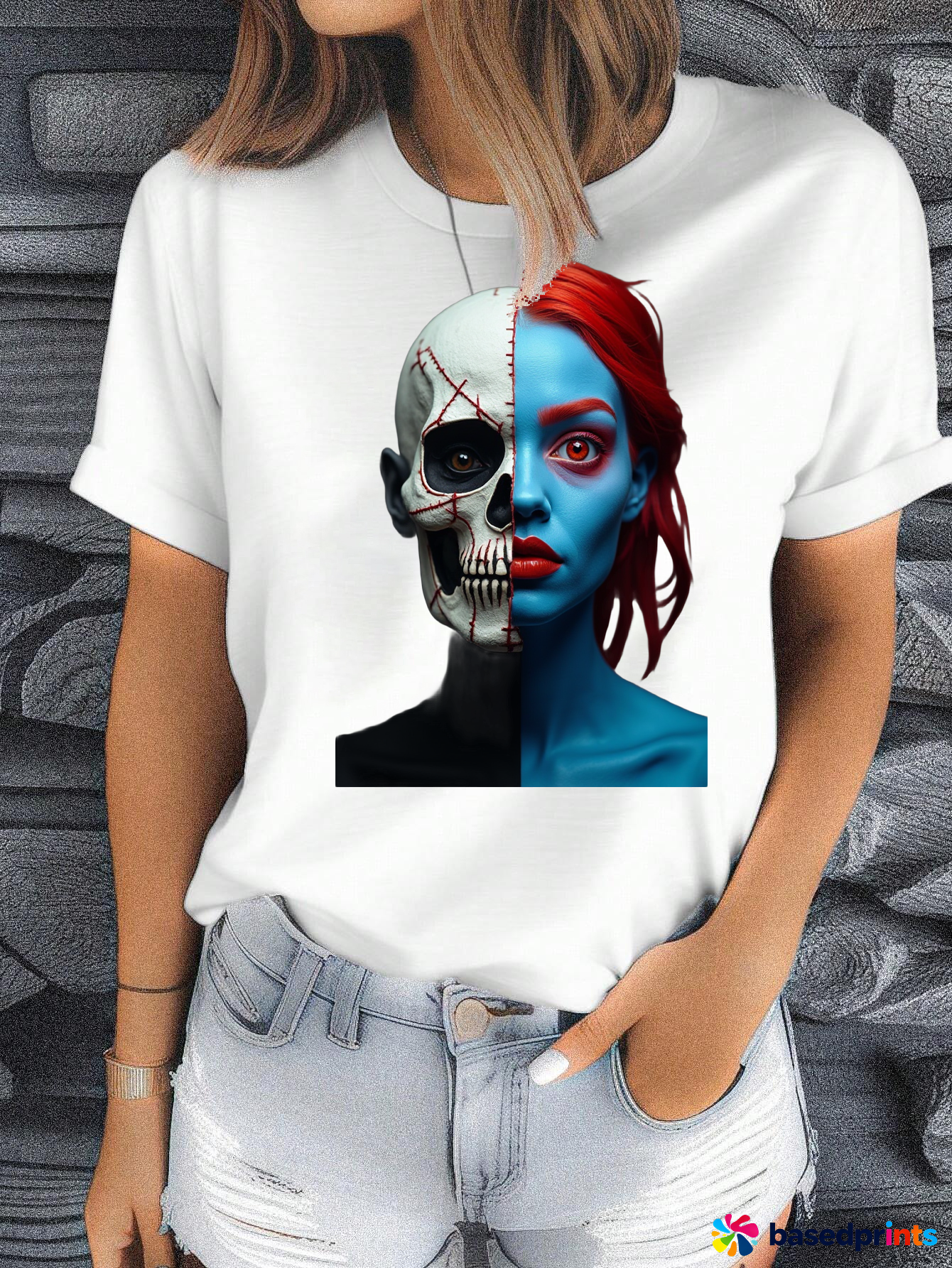 Half Skull Half Joker T-Shirt