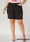 High Rise Distressed Denim Shorts