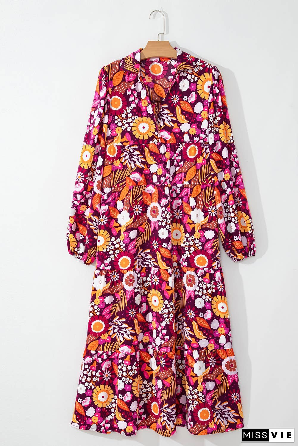 Floral Collared Tiered Maxi Dress
