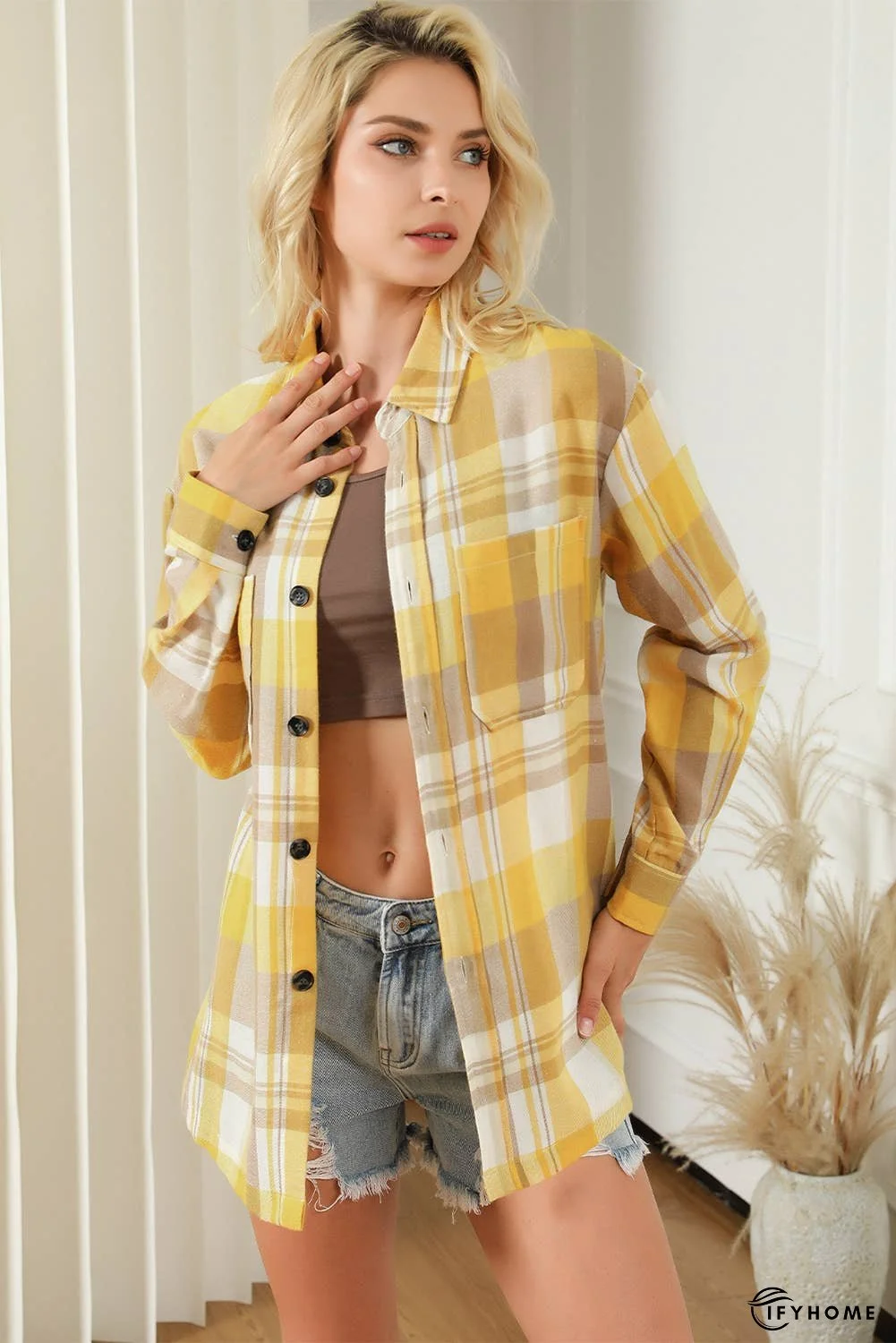 Plaid Button Up Patch Pocket Shirt | IFYHOME