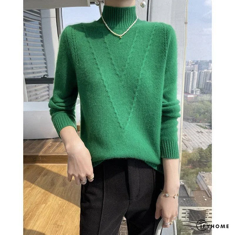 Thick High Neck Jacquard Sweater | IFYHOME