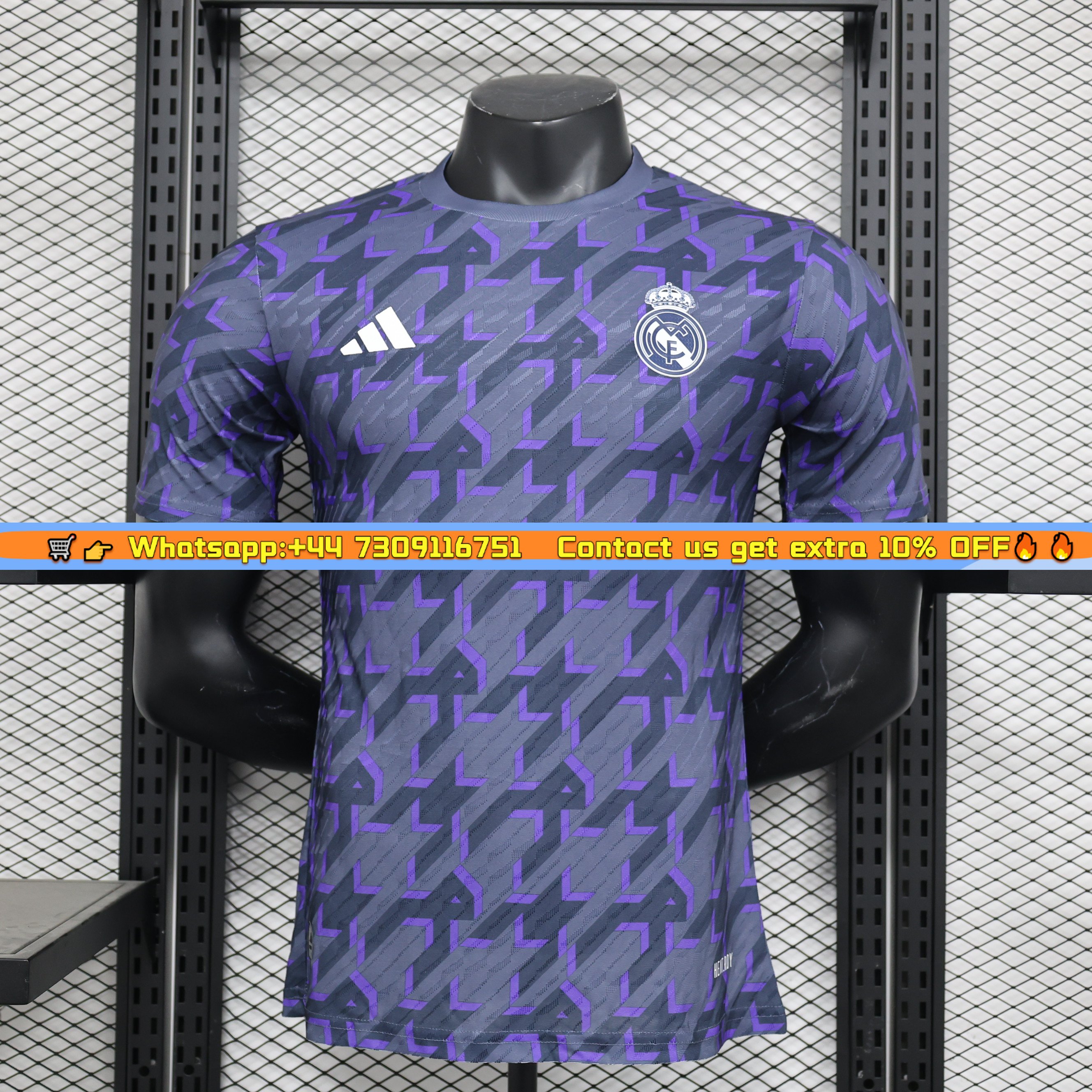 Real Madrid 23-24 Houndstooth Pattern Pre-match Jersey - Player Version