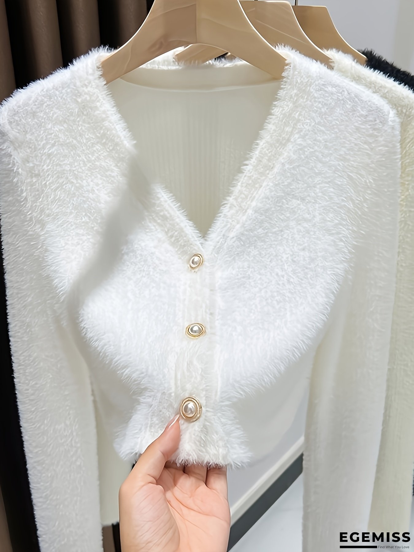 Women's Style Cardigan | Short Length Mink Fur | V Neck Sweater Coat | Dress Overlay Shrug | Spring Fall Cover-Up | Elegant Cropped Jacket | Luxe Layering Piece | 2025 New Arrival | Premium Textured Fabric | Fashionable Outerwear | EGEMISS