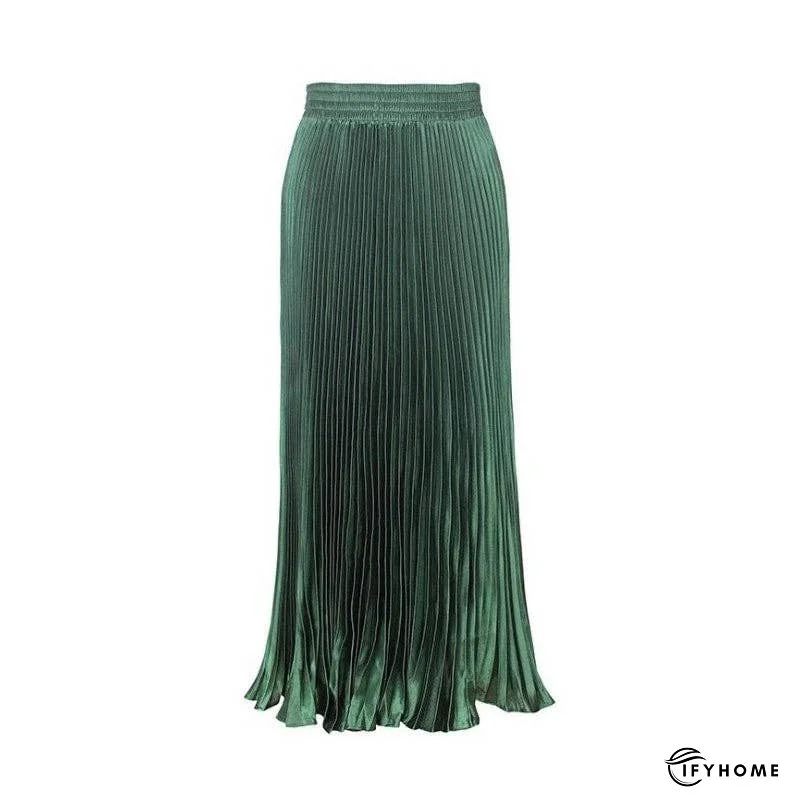 Bright Reflective Satin Pleated Mermaid Skirt Half Skirt | IFYHOME