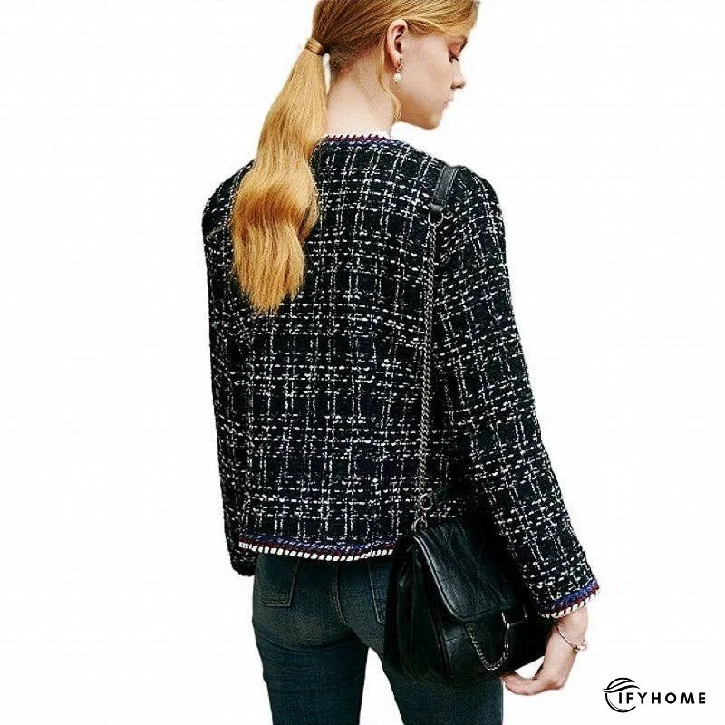 Black And White Check Double Breasted Tweed Jacket | IFYHOME