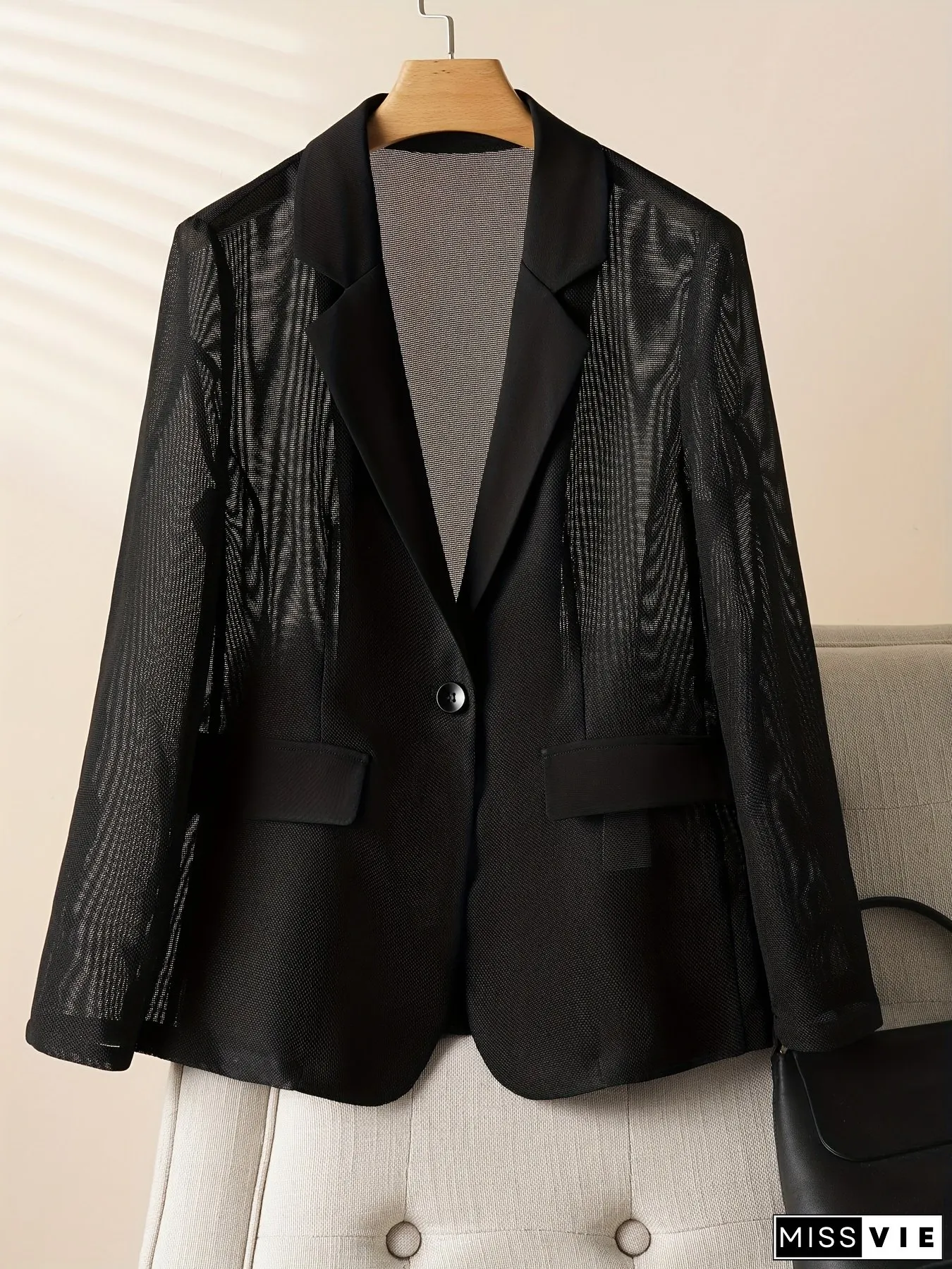[Cool Mesh Blazer] Summer Thin Mesh Blazer | Women's Single-Breasted Transparent Business Casual Cool Suit Jacket