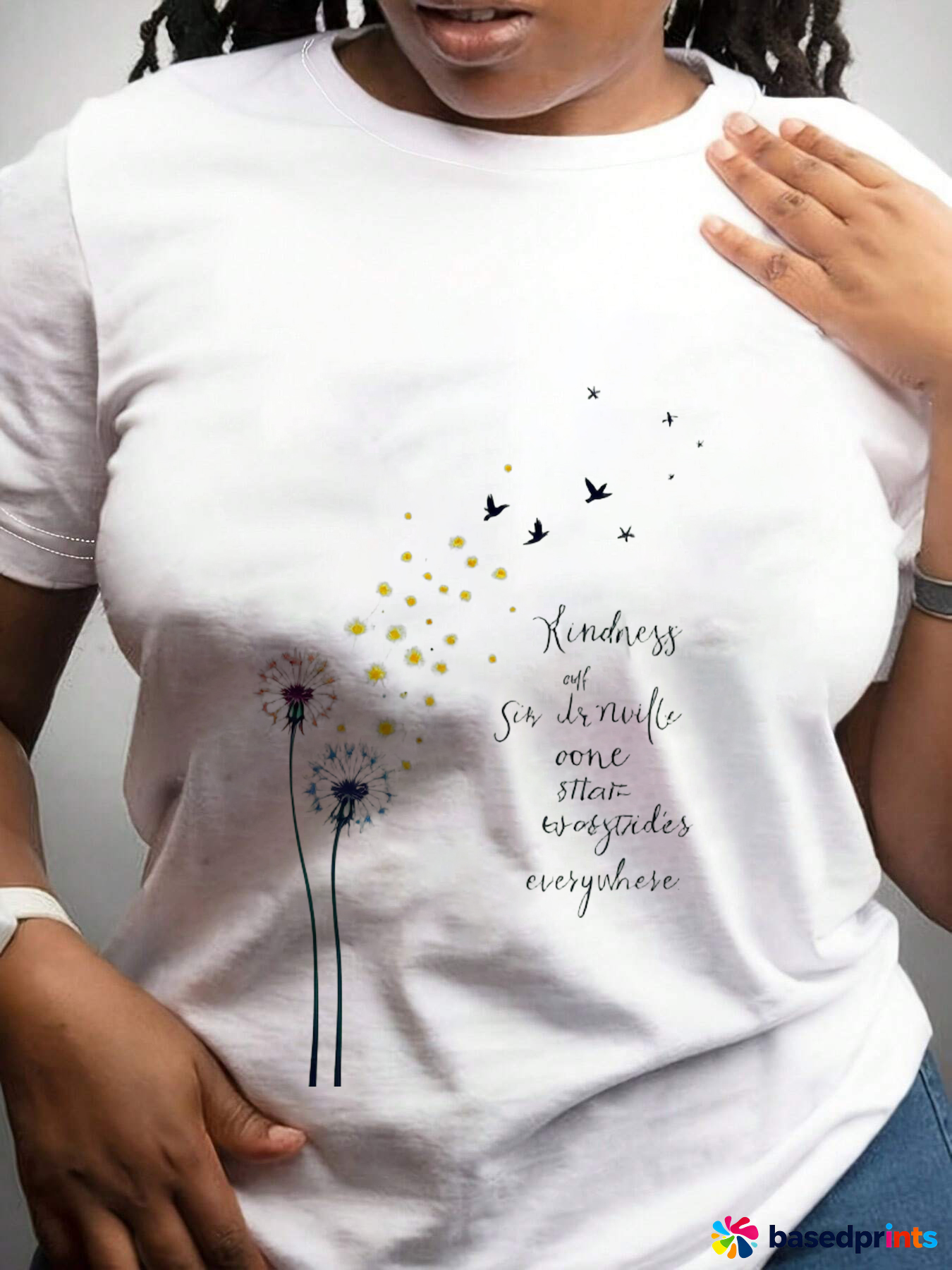 Dandelion Graphic Tee White Cotton Casual T-Shirt