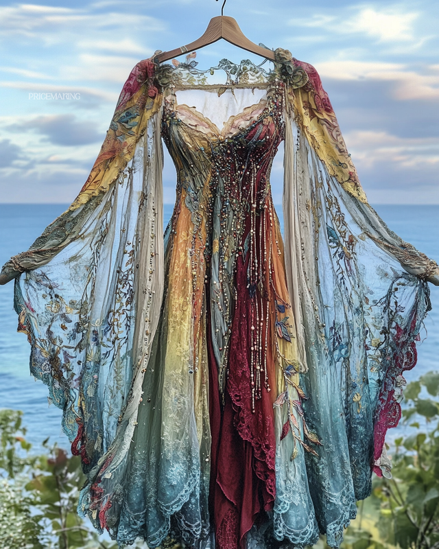 Summer Holiday Ruffle Lace Contrast Dress 1db1