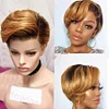 Black Mixed Gold Short Wig Bob Straight Hair