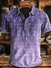 Retro Ethnic Gradient Art Print Casaul Short SLeeve Polo Shirt