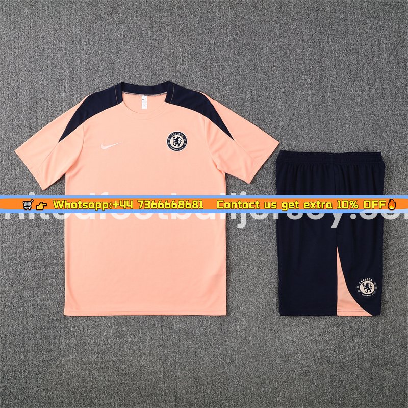 C.H.E.L.S.E.A 25-26 Kids Short-Sleeve Training Set - Pink top & Blue Shorts