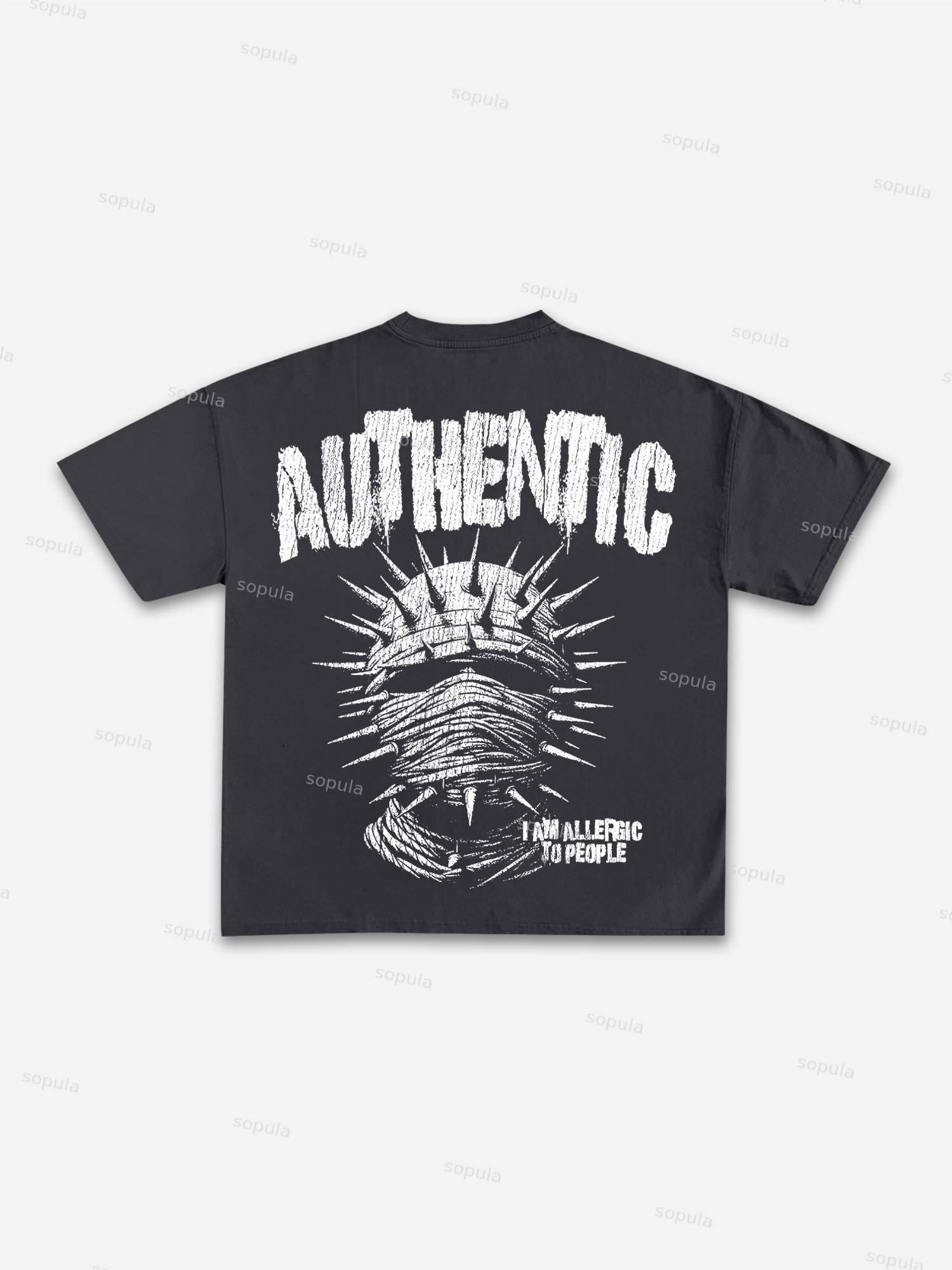 Spiked Mask Graphic Print Cotton T-shirt