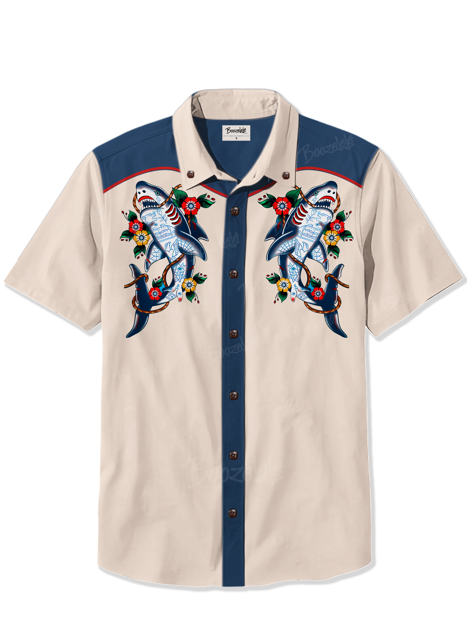 Vintage Flower Shark- 100% Cotton Shirt